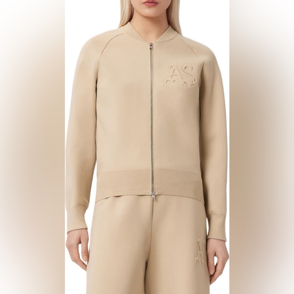 All Saints Sonny Bomber Cardigan Pebble White XS NWOT